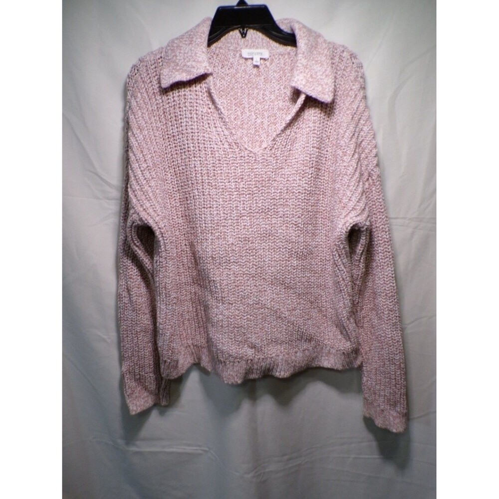 Haven Well Within Marled Knit Polo Sweater Women L Desert Mauve